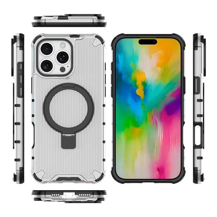For iPhone 16 Pro Case with Kickstand PC+TPU Phone Cover Compatible with MagSafe