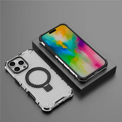 For iPhone 16 Pro Case with Kickstand PC+TPU Phone Cover Compatible with MagSafe