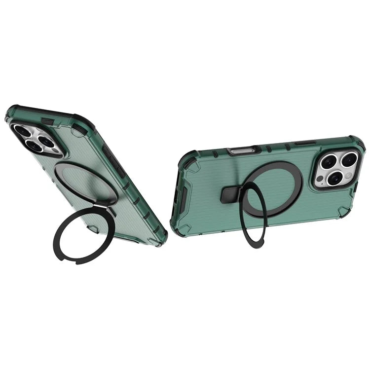 For iPhone 16 Pro Case with Kickstand PC+TPU Phone Cover Compatible with MagSafe
