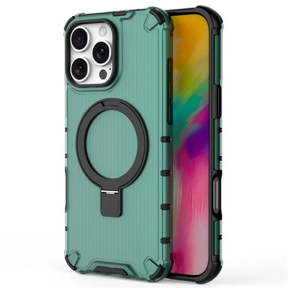 For iPhone 16 Pro Case with Kickstand PC+TPU Phone Cover Compatible with MagSafe