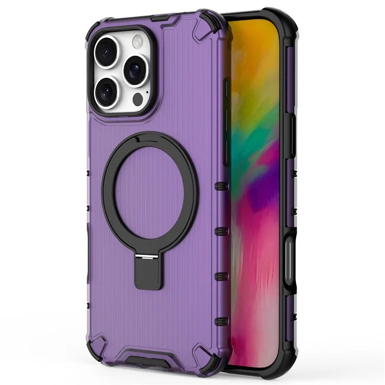 For iPhone 16 Pro Case with Kickstand PC+TPU Phone Cover Compatible with MagSafe