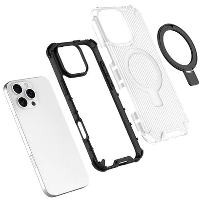 For iPhone 16 Pro Case with Kickstand PC+TPU Phone Cover Compatible with MagSafe