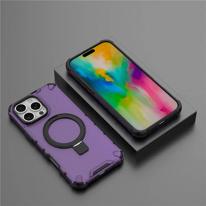 For iPhone 16 Pro Case with Kickstand PC+TPU Phone Cover Compatible with MagSafe