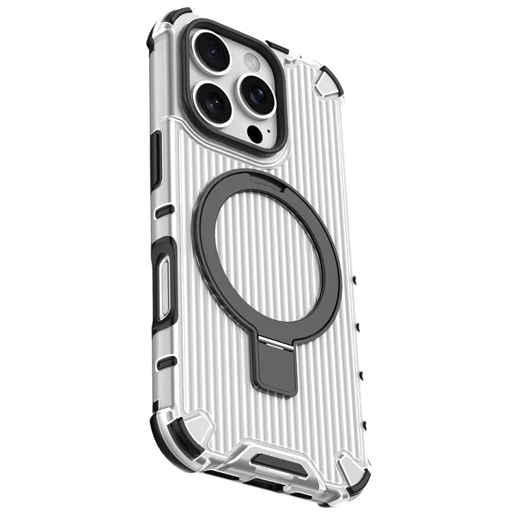 For iPhone 16 Pro Max Case with Kickstand PC+TPU Phone Cover Compatible with MagSafe
