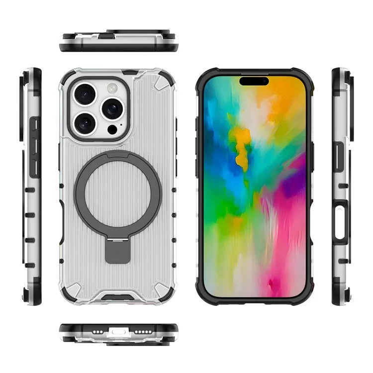 For iPhone 16 Pro Max Case with Kickstand PC+TPU Phone Cover Compatible with MagSafe