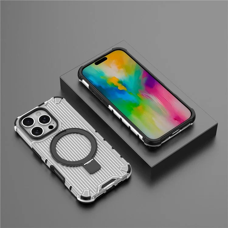 For iPhone 16 Pro Max Case with Kickstand PC+TPU Phone Cover Compatible with MagSafe