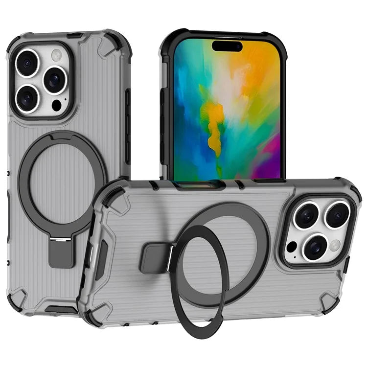 For iPhone 16 Pro Max Case with Kickstand PC+TPU Phone Cover Compatible with MagSafe