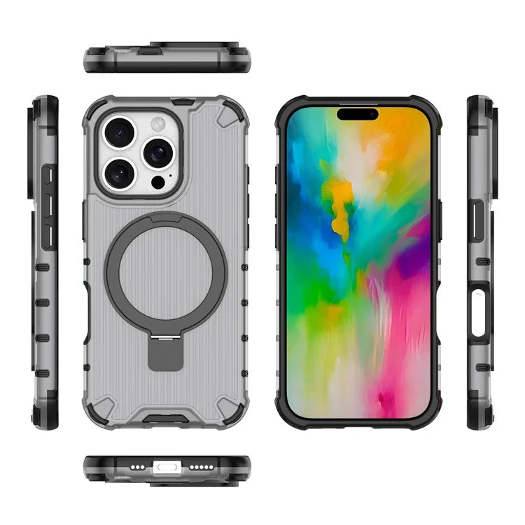 For iPhone 16 Pro Max Case with Kickstand PC+TPU Phone Cover Compatible with MagSafe