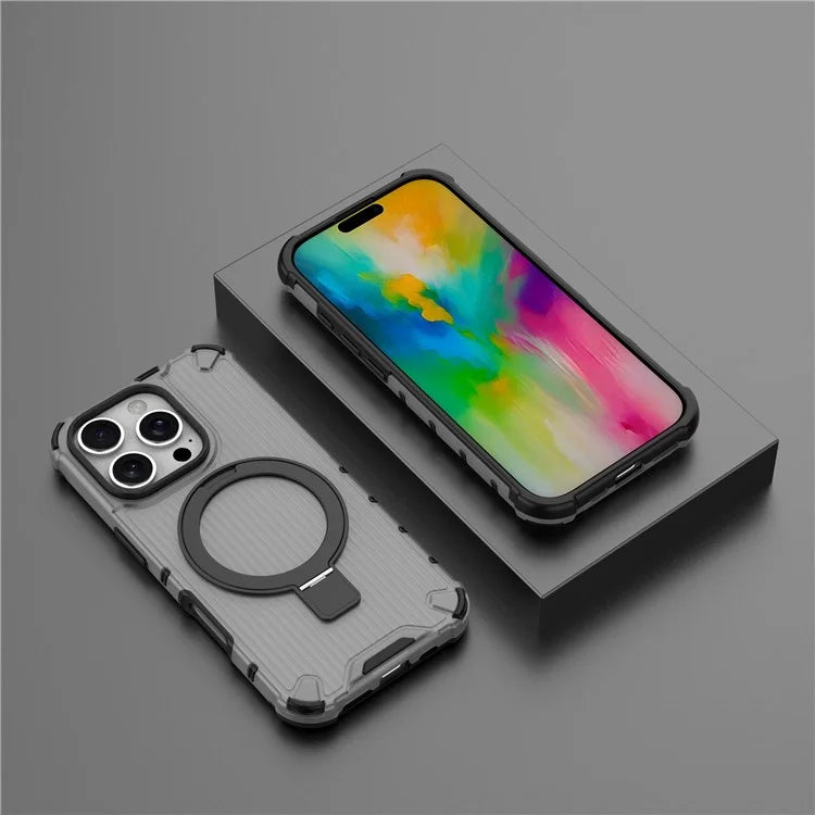 For iPhone 16 Pro Max Case with Kickstand PC+TPU Phone Cover Compatible with MagSafe