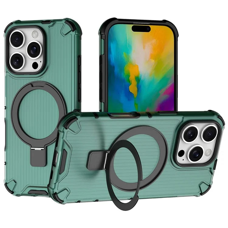 For iPhone 16 Pro Max Case with Kickstand PC+TPU Phone Cover Compatible with MagSafe