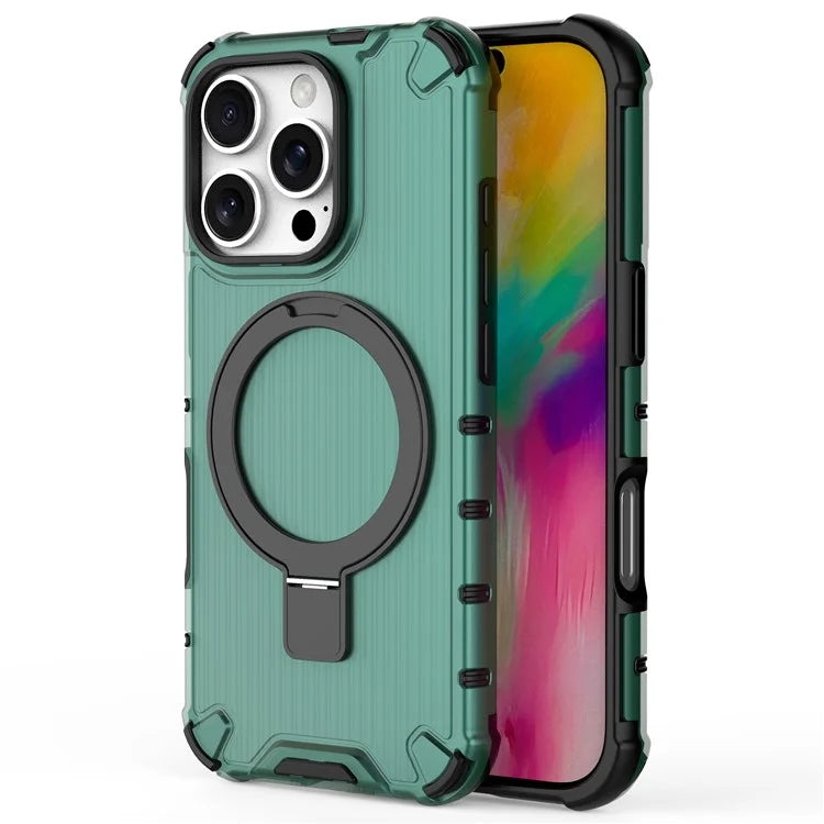 For iPhone 16 Pro Max Case with Kickstand PC+TPU Phone Cover Compatible with MagSafe