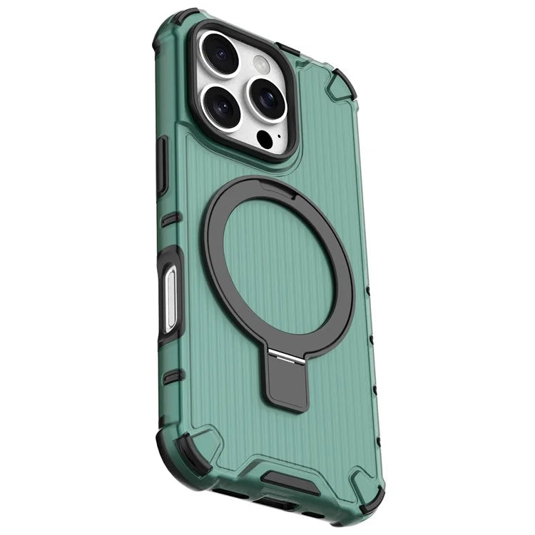 For iPhone 16 Pro Max Case with Kickstand PC+TPU Phone Cover Compatible with MagSafe