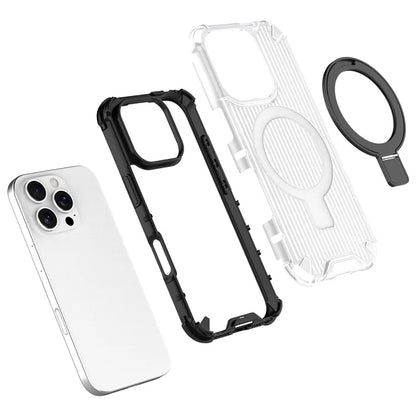 For iPhone 16 Pro Max Case with Kickstand PC+TPU Phone Cover Compatible with MagSafe