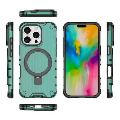 For iPhone 16 Pro Max Case with Kickstand PC+TPU Phone Cover Compatible with MagSafe