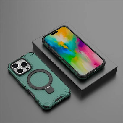 For iPhone 16 Pro Max Case with Kickstand PC+TPU Phone Cover Compatible with MagSafe