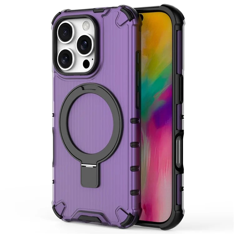 For iPhone 16 Pro Max Case with Kickstand PC+TPU Phone Cover Compatible with MagSafe
