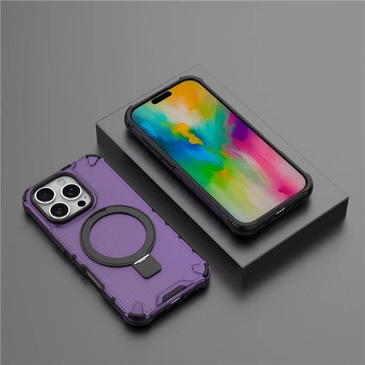 For iPhone 16 Pro Max Case with Kickstand PC+TPU Phone Cover Compatible with MagSafe