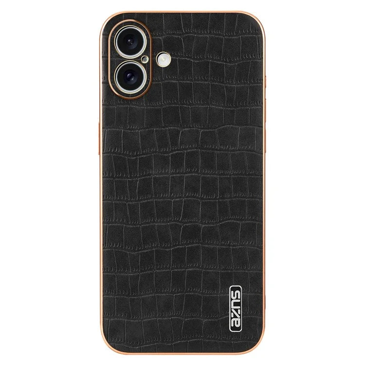AZNS For iPhone 16 Case Electroplating Crocodile Texture PU+TPU Phone Cover