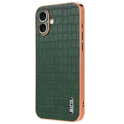 AZNS For iPhone 16 Case Electroplating Crocodile Texture PU+TPU Phone Cover