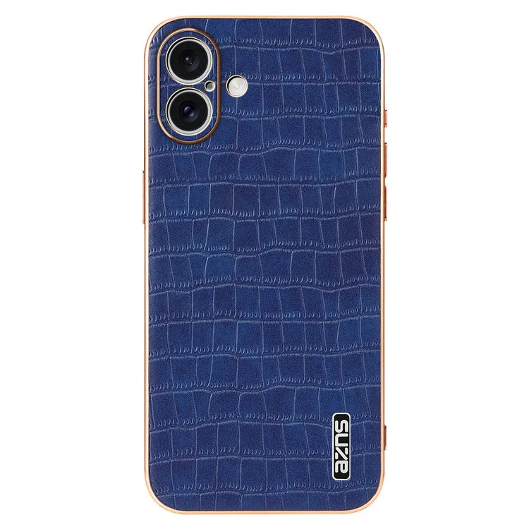 AZNS For iPhone 16 Case Electroplating Crocodile Texture PU+TPU Phone Cover