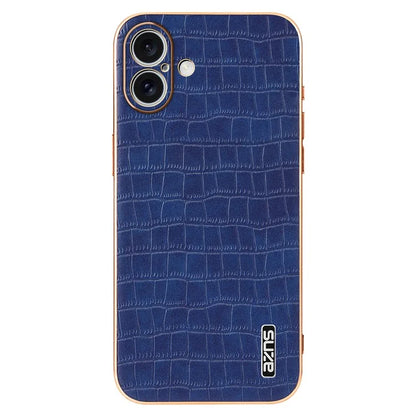 AZNS For iPhone 16 Case Electroplating Crocodile Texture PU+TPU Phone Cover