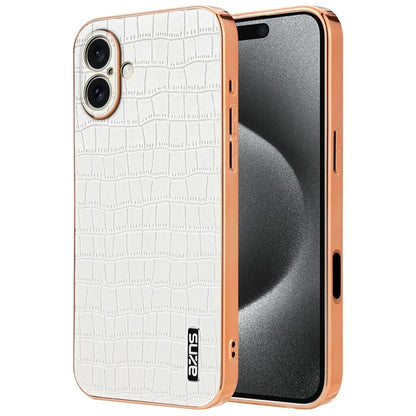 AZNS For iPhone 16 Plus Case Electroplating Crocodile Texture PU+TPU Phone Cover