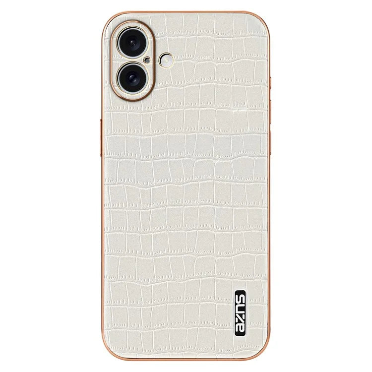 AZNS For iPhone 16 Plus Case Electroplating Crocodile Texture PU+TPU Phone Cover