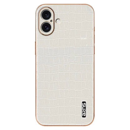 AZNS For iPhone 16 Plus Case Electroplating Crocodile Texture PU+TPU Phone Cover