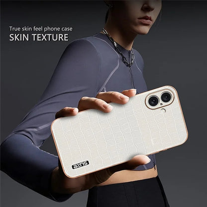 AZNS For iPhone 16 Plus Case Electroplating Crocodile Texture PU+TPU Phone Cover