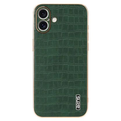 AZNS For iPhone 16 Plus Case Electroplating Crocodile Texture PU+TPU Phone Cover