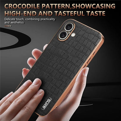 AZNS For iPhone 16 Plus Case Electroplating Crocodile Texture PU+TPU Phone Cover