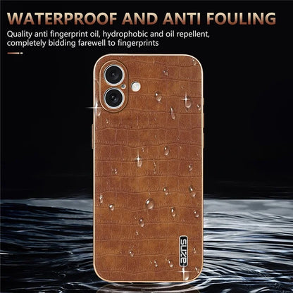 AZNS For iPhone 16 Plus Case Electroplating Crocodile Texture PU+TPU Phone Cover