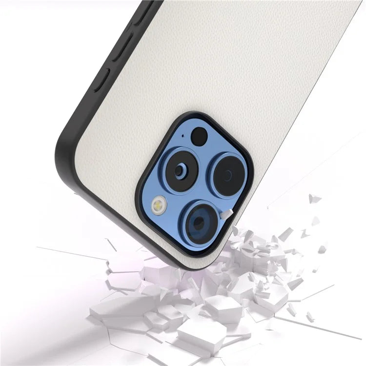 ABEEL For iPhone 16 Pro Case Genuine Cow Leather PC Phone Cover