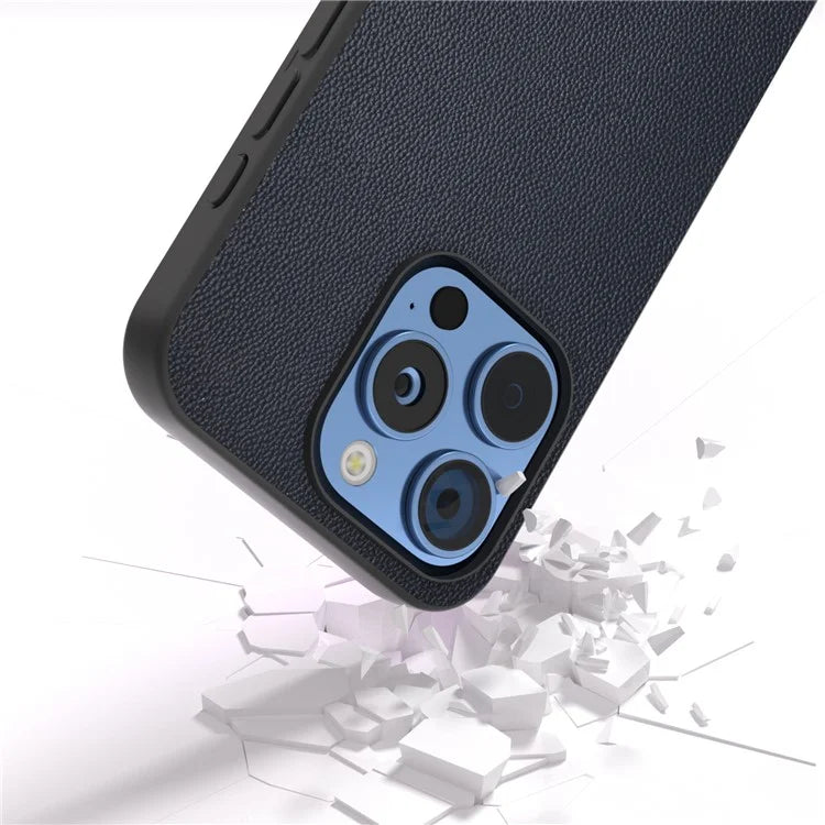ABEEL For iPhone 16 Pro Case Genuine Cow Leather PC Phone Cover