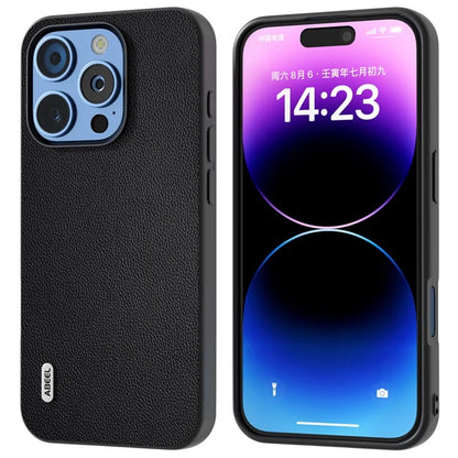 ABEEL For iPhone 16 Pro Case Genuine Cow Leather PC Phone Cover