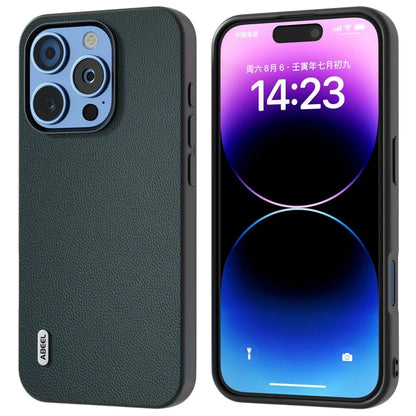 ABEEL For iPhone 16 Pro Case Genuine Cow Leather PC Phone Cover