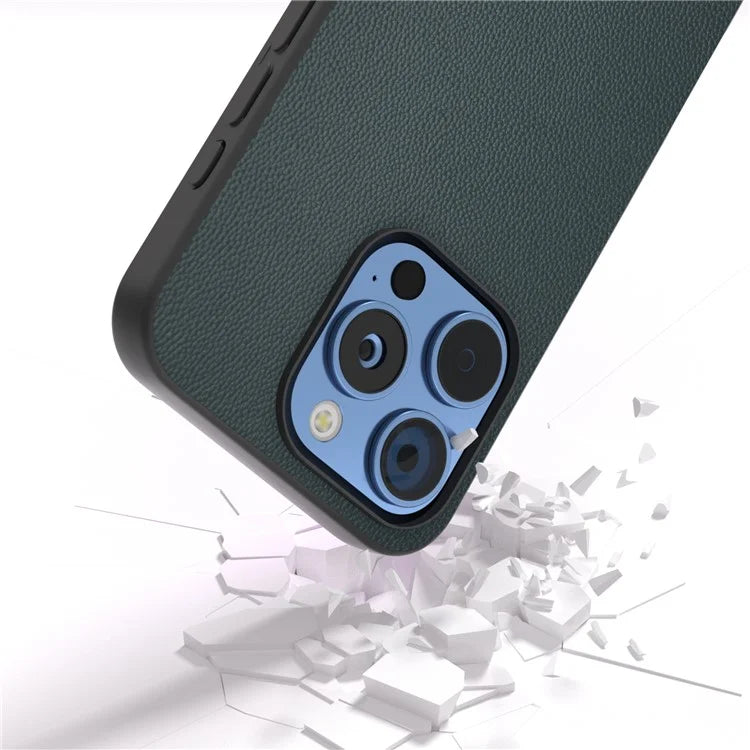 ABEEL For iPhone 16 Pro Case Genuine Cow Leather PC Phone Cover