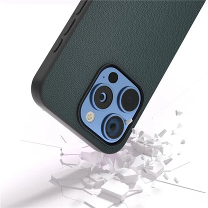 ABEEL For iPhone 16 Pro Case Genuine Cow Leather PC Phone Cover