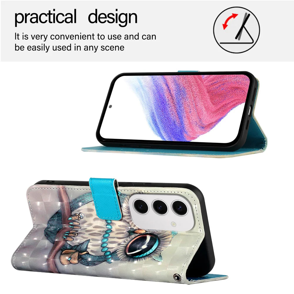 For Samsung Galaxy S24 FE Leather Case YB Pattern Printing Leather Series-2 Pattern Printing Wallet Stand Cover