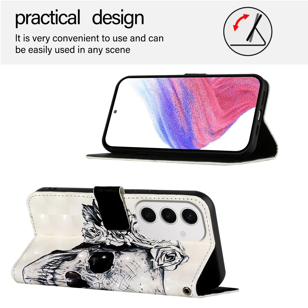 For Samsung Galaxy S24 FE Leather Case YB Pattern Printing Leather Series-2 Pattern Printing Wallet Stand Cover