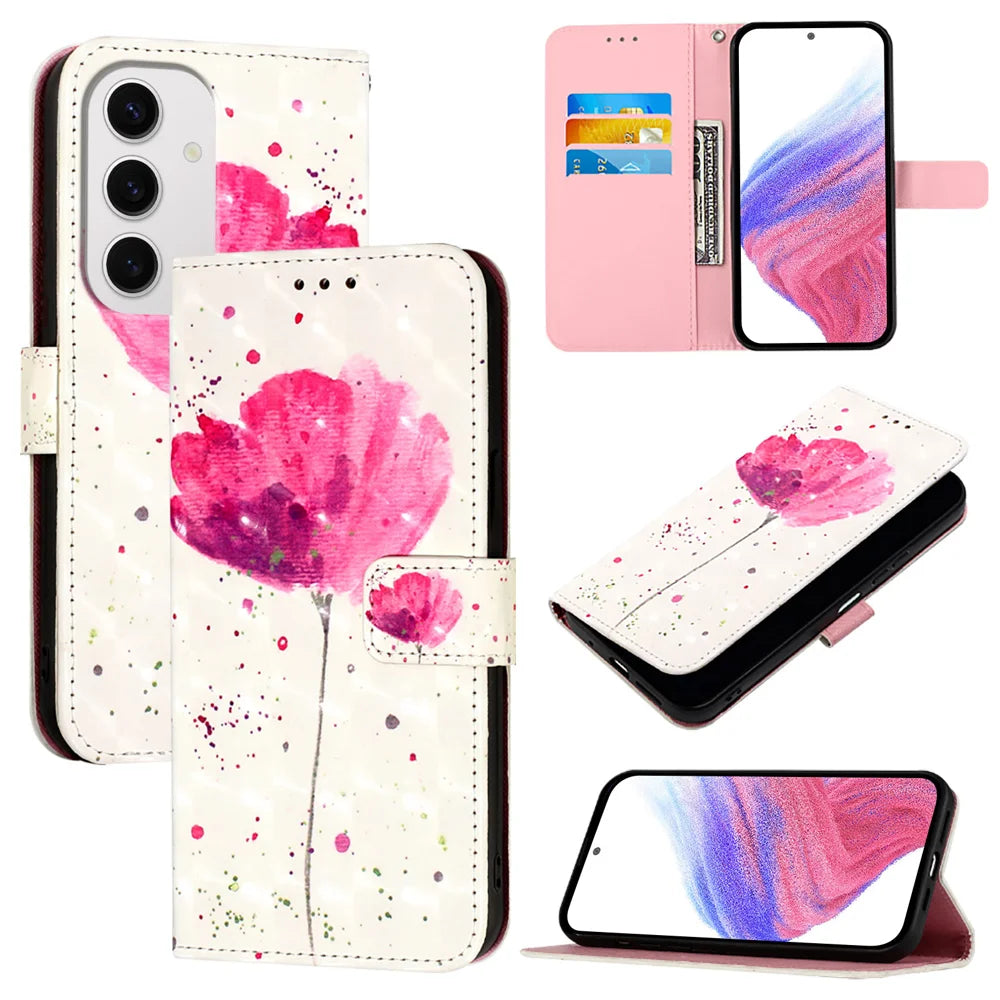 For Samsung Galaxy S24 FE Leather Case YB Pattern Printing Leather Series-2 Pattern Printing Wallet Stand Cover
