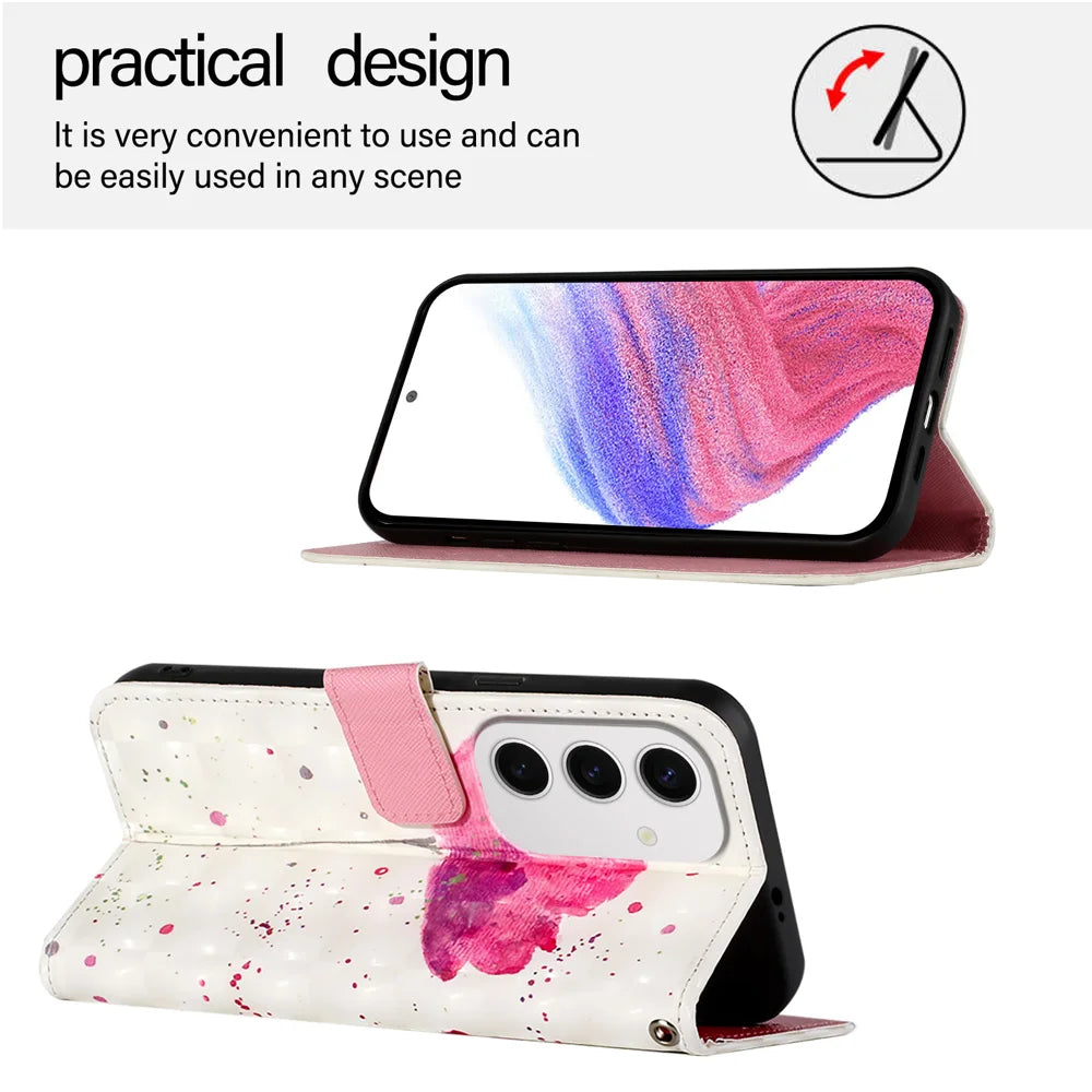 For Samsung Galaxy S24 FE Leather Case YB Pattern Printing Leather Series-2 Pattern Printing Wallet Stand Cover