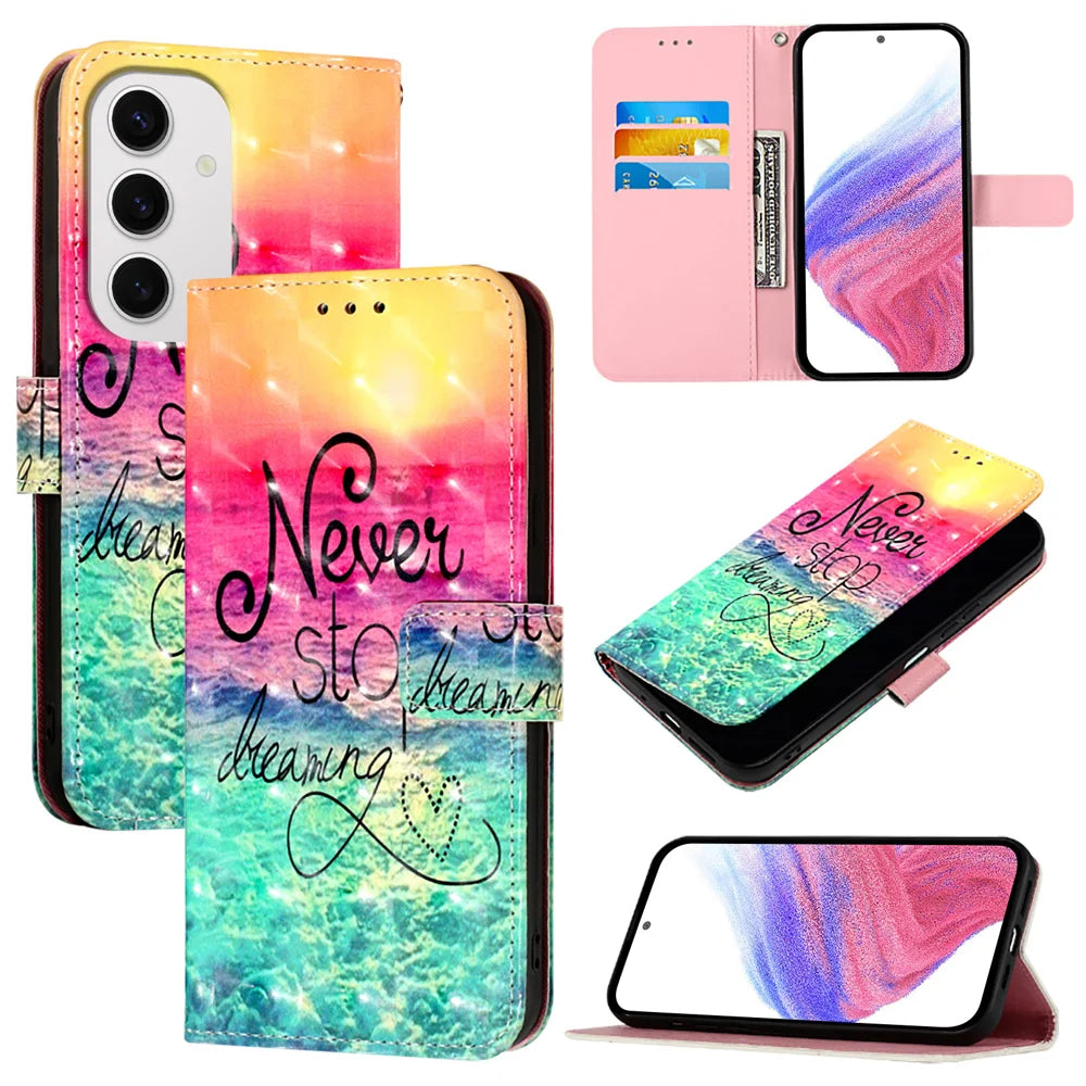 For Samsung Galaxy S24 FE Leather Case YB Pattern Printing Leather Series-2 Pattern Printing Wallet Stand Cover