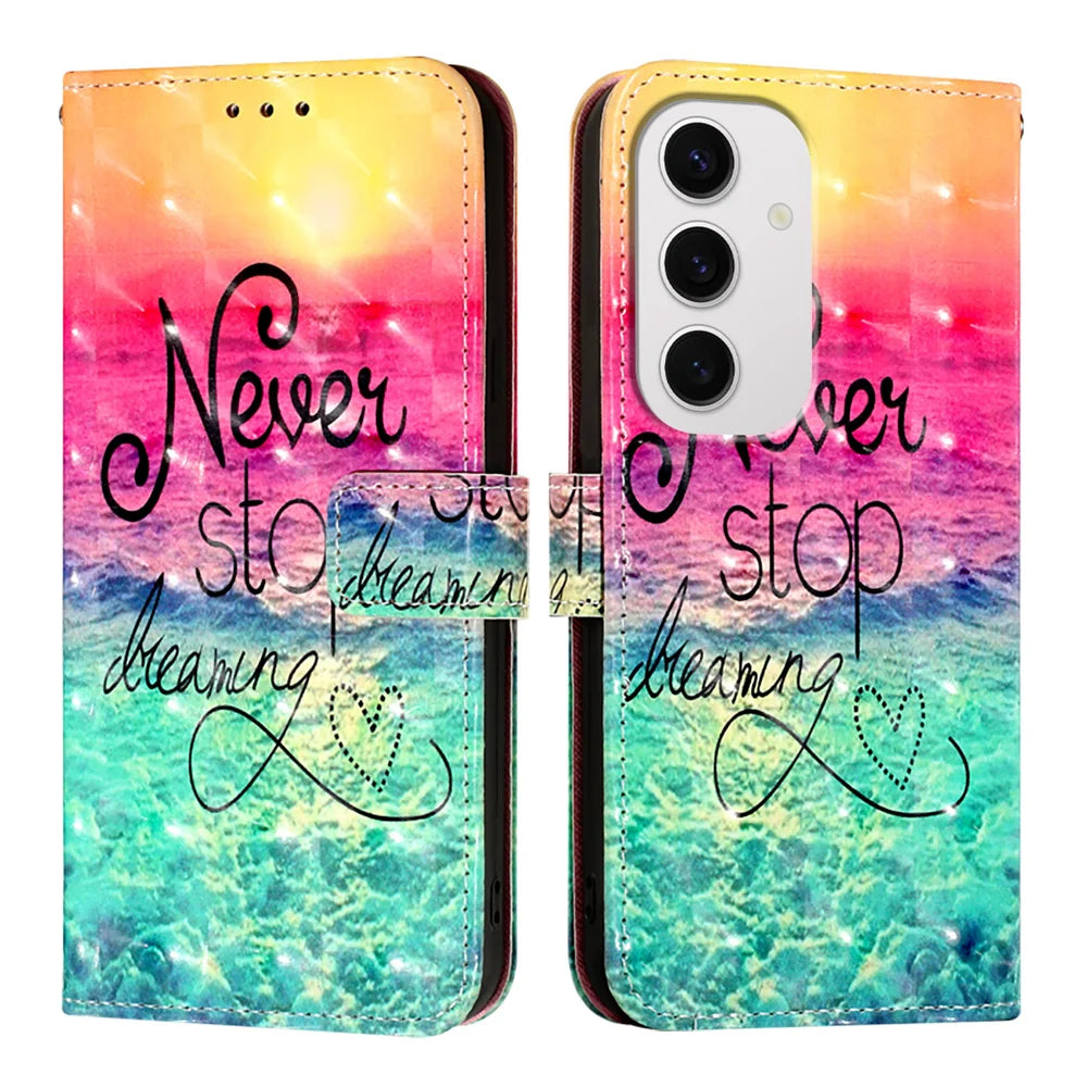 For Samsung Galaxy S24 FE Leather Case YB Pattern Printing Leather Series-2 Pattern Printing Wallet Stand Cover