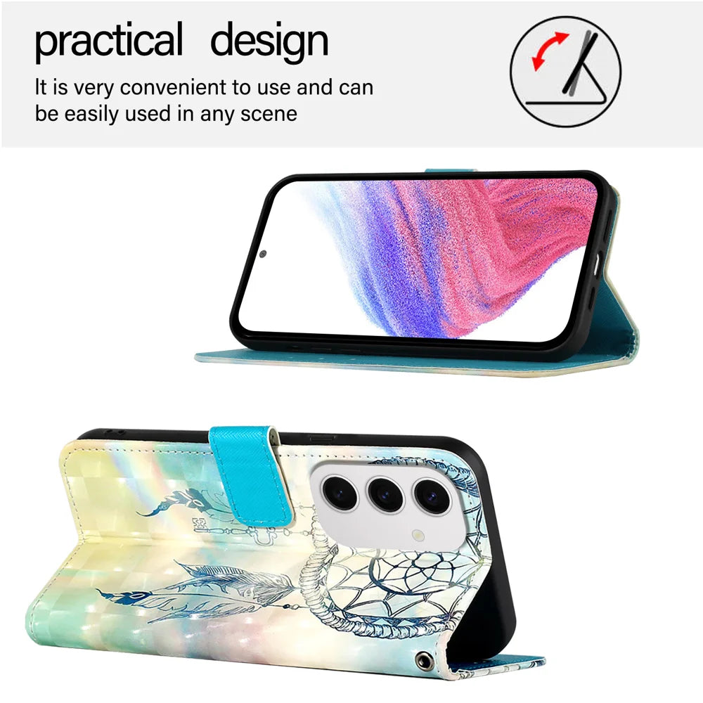 For Samsung Galaxy S24 FE Leather Case YB Pattern Printing Leather Series-2 Pattern Printing Wallet Stand Cover