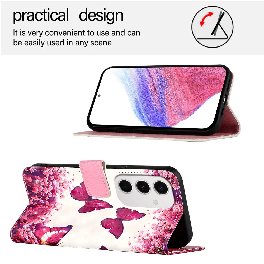 For Samsung Galaxy S24 FE Leather Case YB Pattern Printing Leather Series-2 Pattern Printing Wallet Stand Cover