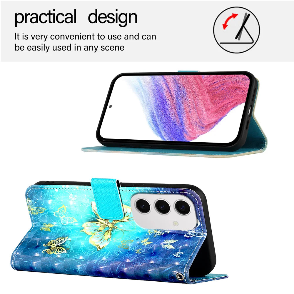 For Samsung Galaxy S24 FE Leather Case YB Pattern Printing Leather Series-2 Pattern Printing Wallet Stand Cover