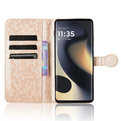 For Motorola Edge (2024) 5G Wallet Case Dot Pattern Imprint PU Leather Phone Cover