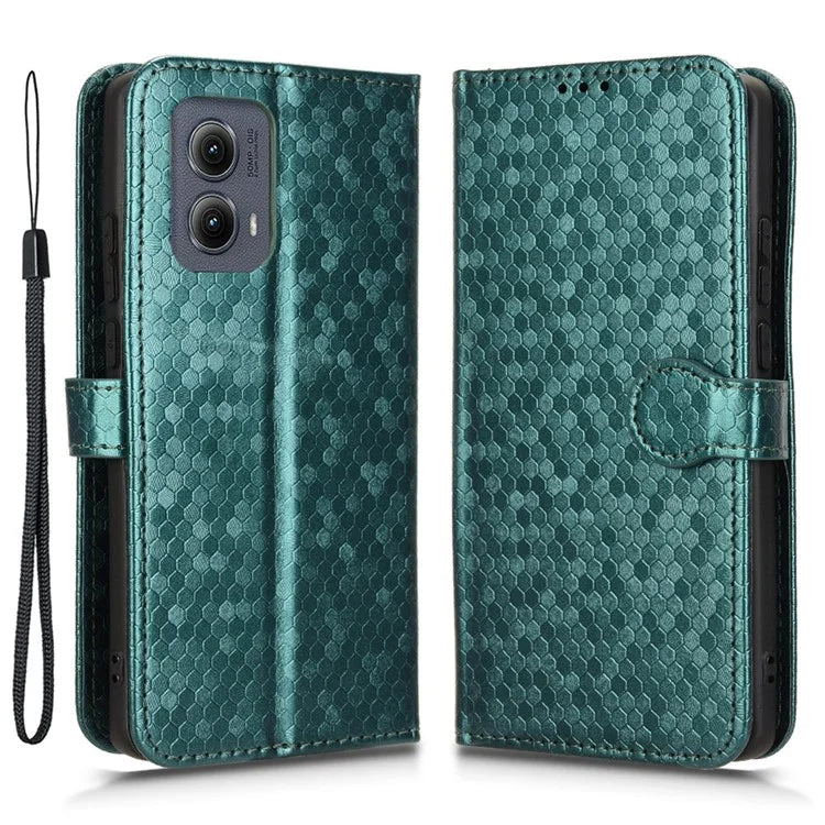 For Motorola Edge (2024) 5G Wallet Case Dot Pattern Imprint PU Leather Phone Cover
