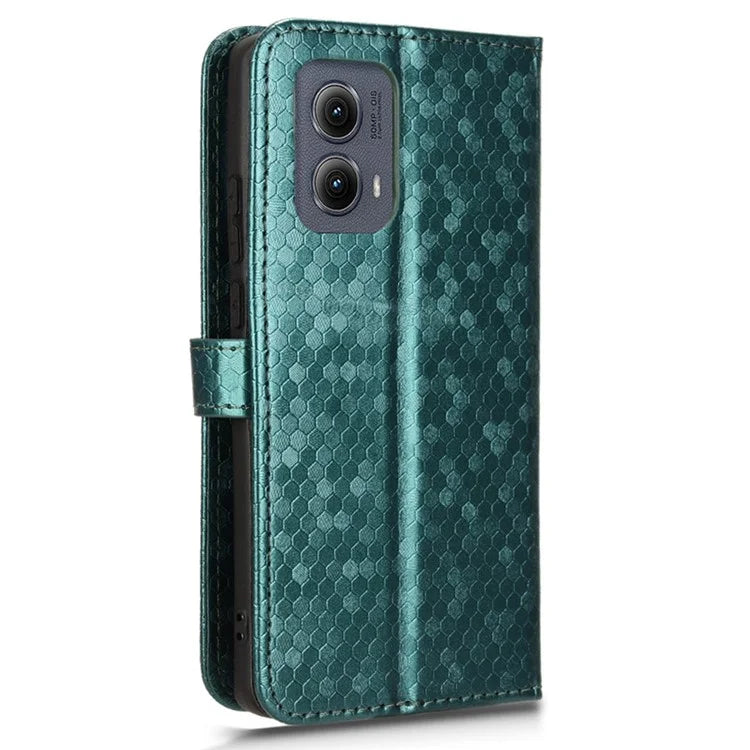 For Motorola Edge (2024) 5G Wallet Case Dot Pattern Imprint PU Leather Phone Cover